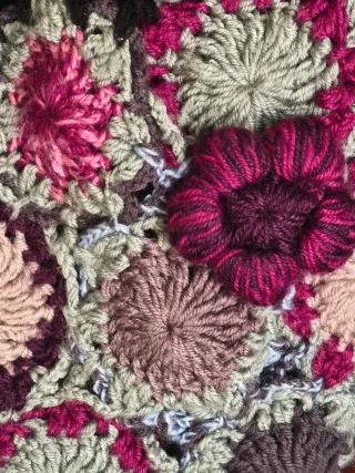 Bolso Crochet Flores Negro y Multicolor