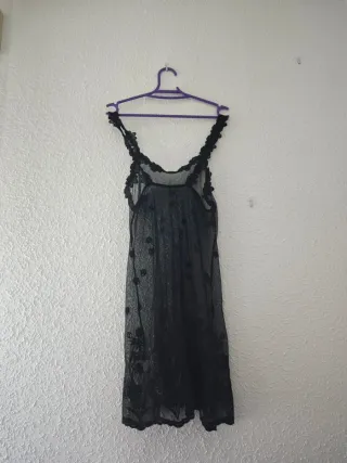 Camisón Lencero Negro Encaje