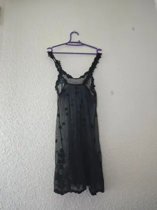 Camisón Lencero Negro Encaje