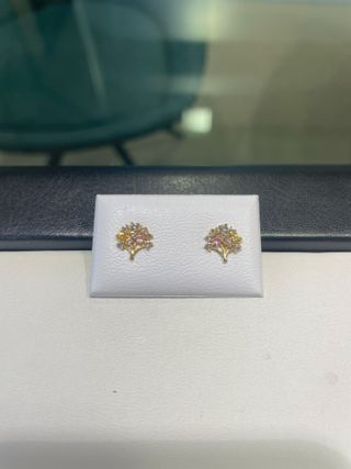 Pendientes Oro 18K Piedras Multicolor