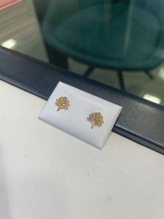 Pendientes Oro 18K Piedras Multicolor