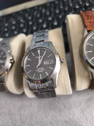 Reloj Seiko Negro/Plateado.original