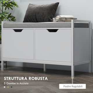 Panca Scarpiera a 2 Armadietti per 4 Paia di Scarp