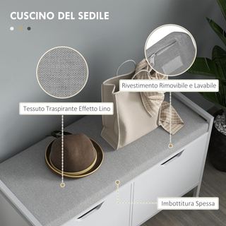 Panca Scarpiera a 2 Armadietti per 4 Paia di Scarp