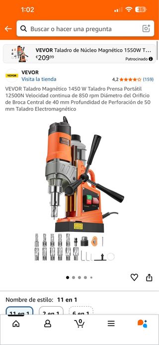 VEVOR Taladro Magnético 1450 W Taladro Prensa Port