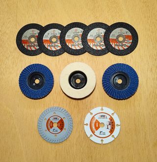 Discos 75mm 1 madera+1 azule+5 corte+2 flap+1 Lana