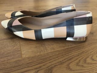 Bailarinas piel cuadros vichy tonos pastel 2,5 cm