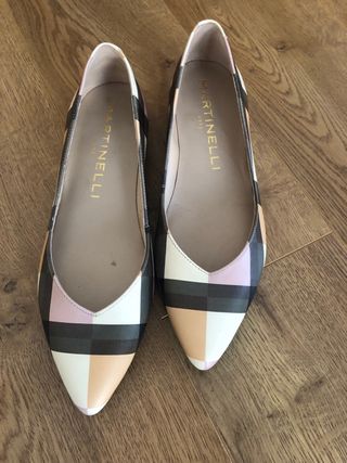 Bailarinas piel cuadros vichy tonos pastel 2,5 cm