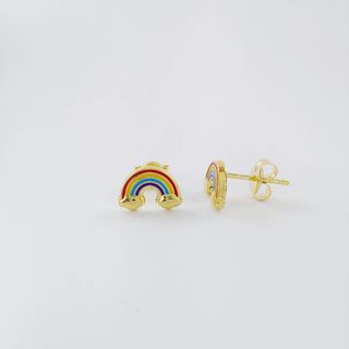 Pendientes Oro 18K Arcoíris Esmalte