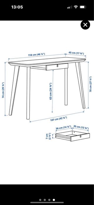 Escritorio de madera con cajón y silla Ikea lisa o