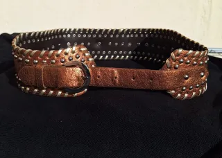 Cinturón marrón y dorado mujer T90