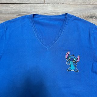 Maglione Vintage Blu con Stitch Ricamato