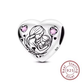 NUEVO Charm Corazón Madre e Hijo Plata 925