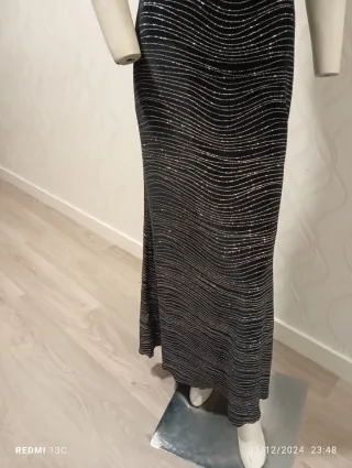 Vestido fiesta noche negro y plata