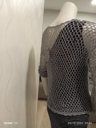 Vestido fiesta noche negro y plata