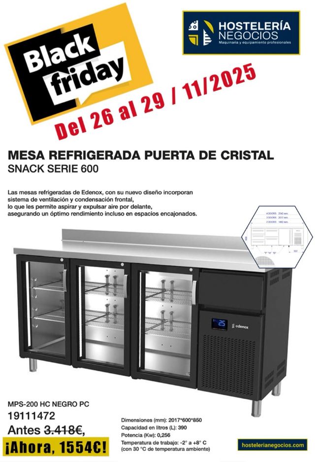 Mesa Refrigerada Edenox Snack Serie 600