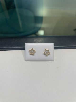 Pendientes Oro 18K Estrella Nácar y Circonita