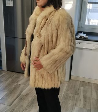 Abrigo Piel Zorro Auténtica Beige/Marrón