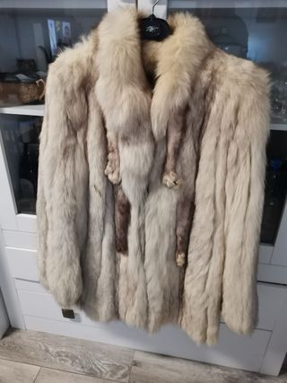Abrigo Piel Zorro Auténtica Beige/Marrón