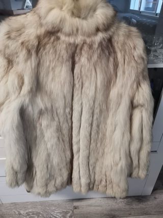 Abrigo Piel Zorro Auténtica Beige/Marrón