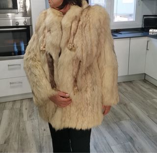 Abrigo Piel Zorro Auténtica Beige/Marrón