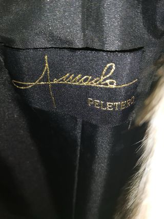 Abrigo Piel Zorro Auténtica Beige/Marrón