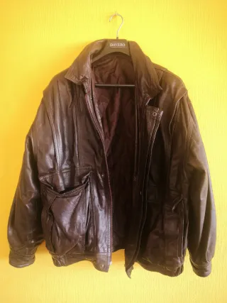 Cazadora Piel Vintage Oversize Marrón