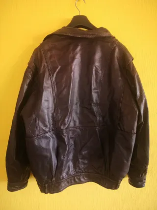 Cazadora Piel Vintage Oversize Marrón