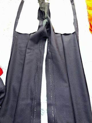 Traje Vintage Lana Virgen Raya Azul Marino