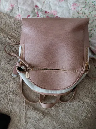 Mochila Parfois rosa y blanca