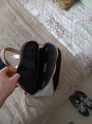 Mochila Parfois rosa y blanca