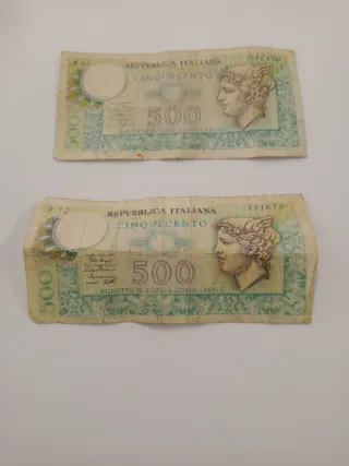 2 Banconote Lire Italiane 500