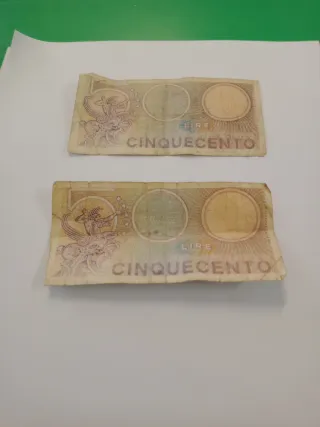 2 Banconote Lire Italiane 500