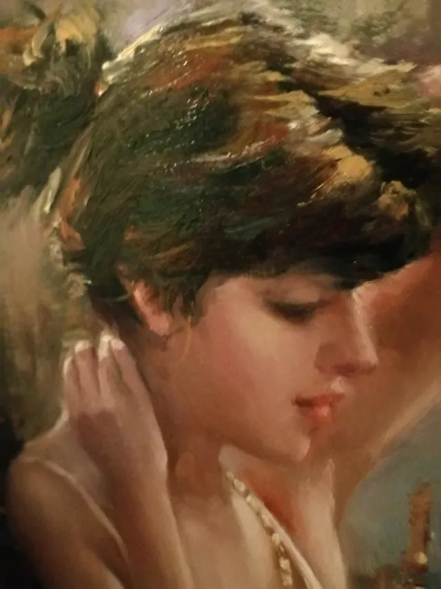 Cuadro al óleo vintage marco madera