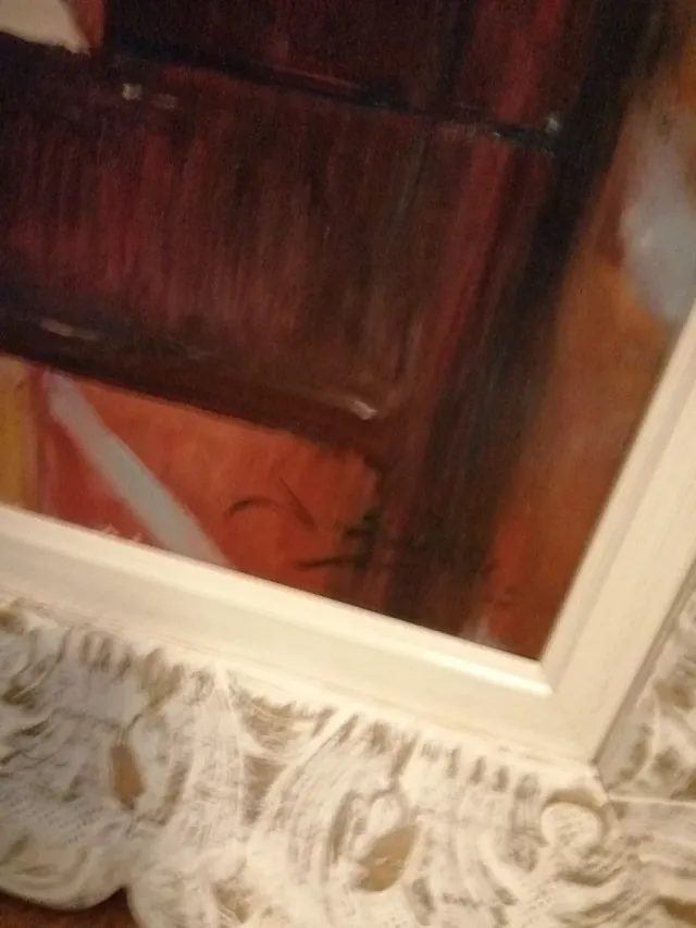 Cuadro al óleo vintage marco madera