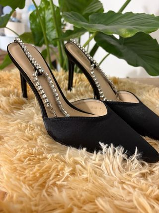 Décolleté donna gioiello ecopelle nero