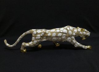 Cajita Joyero Leopardo Dorado y Blanco