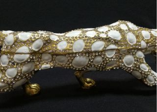 Cajita Joyero Leopardo Dorado y Blanco