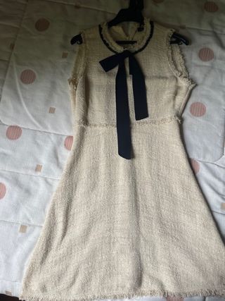 Vestido Zara Beige Negro