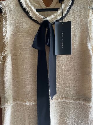 Vestido Zara Beige Negro