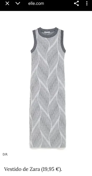 Vestido Zara punto gris y blanco