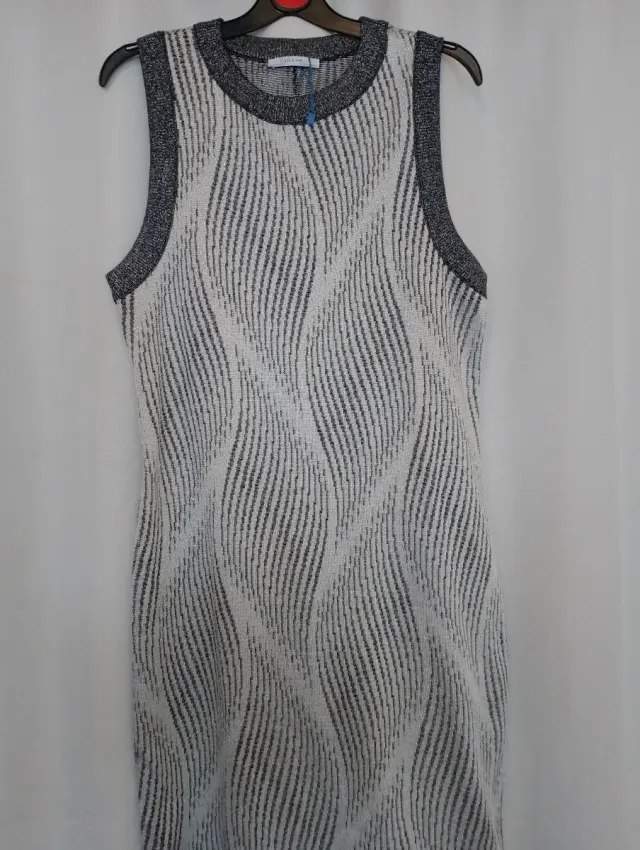 Vestido Zara punto gris y blanco