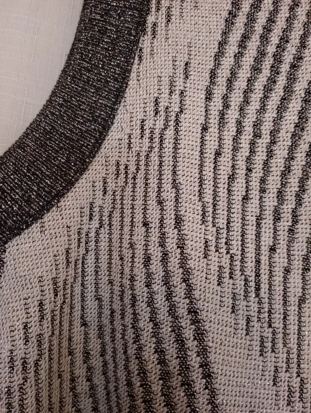 Vestido Zara punto gris y blanco