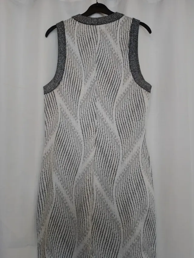 Vestido Zara punto gris y blanco