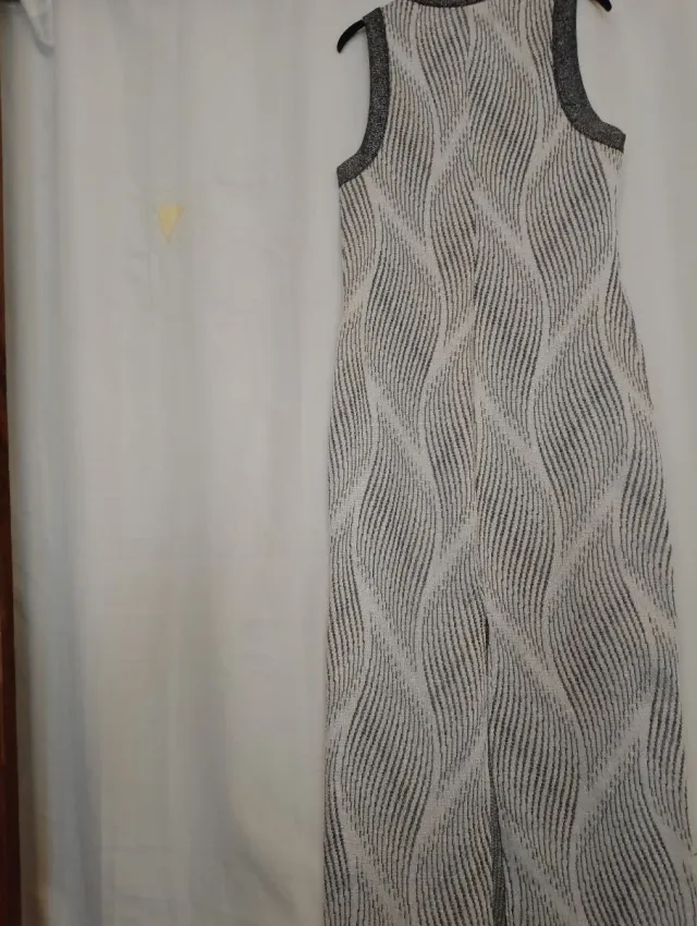 Vestido Zara punto gris y blanco