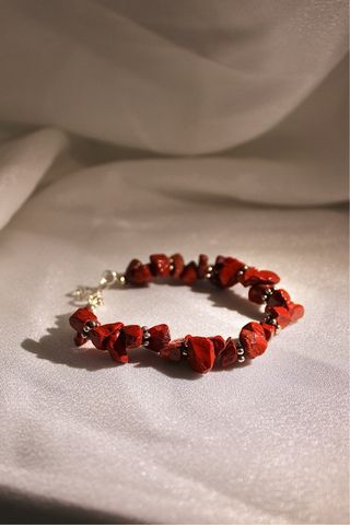 Pulsera Jaspe Rojo y acero