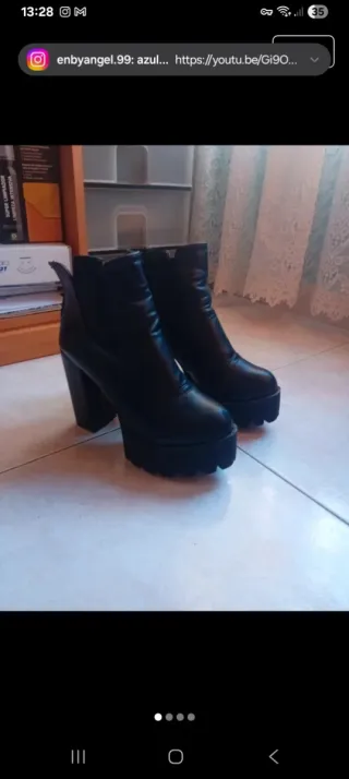 Botines de tacón plataforma negros