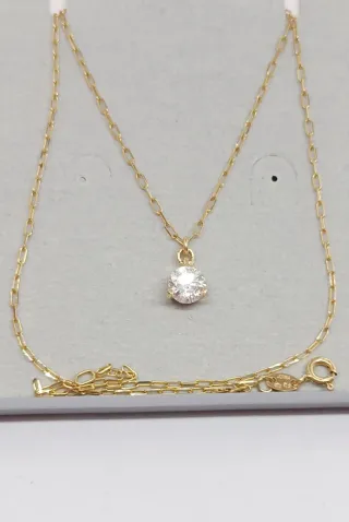 Collar Diamante Natural y Oro 18k