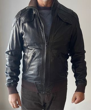 Cazadora Piel Marrón Talla M