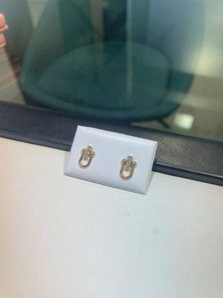 Pendientes Oro 18K Circonitas Estribo